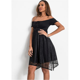 Buy black Bodyflirt Black Asymmetric Lace Dress
