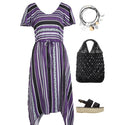 bonprix Purple Stripped Jersey Dress