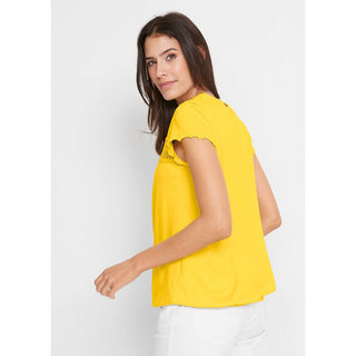 bonprix Yellow Lace Cotton Top