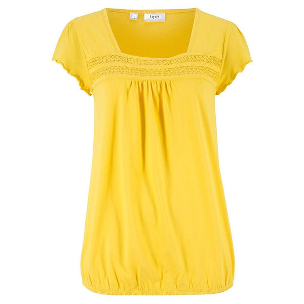 bonprix Yellow Lace Cotton Top