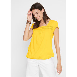 Buy yellow bonprix Yellow Lace Cotton Top