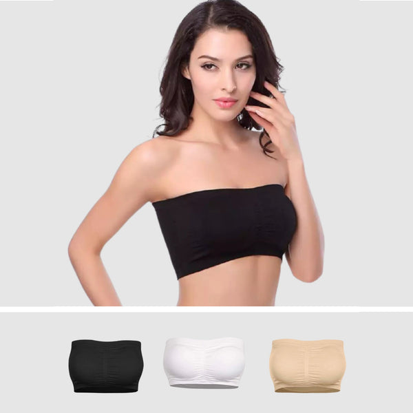3 Pack Seamless Bandeau Top Nylon Spandex at  Women's Clothing store:  Bras