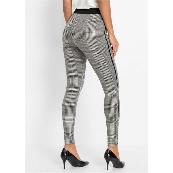 Bodyflirt Black Checked Piped Stretch Trousers-Trousers-Bodyflirt-Miss Bella