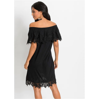 Bodyflirt Black Lace Off Shoulder Dress-Dress-Bodyflirt-10/12-Black-Miss Bella