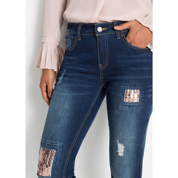 Bodyflirt Dark Blue Stone Skinny Jeans with Sequin Details-Jeans-Bodyflirt-Miss Bella