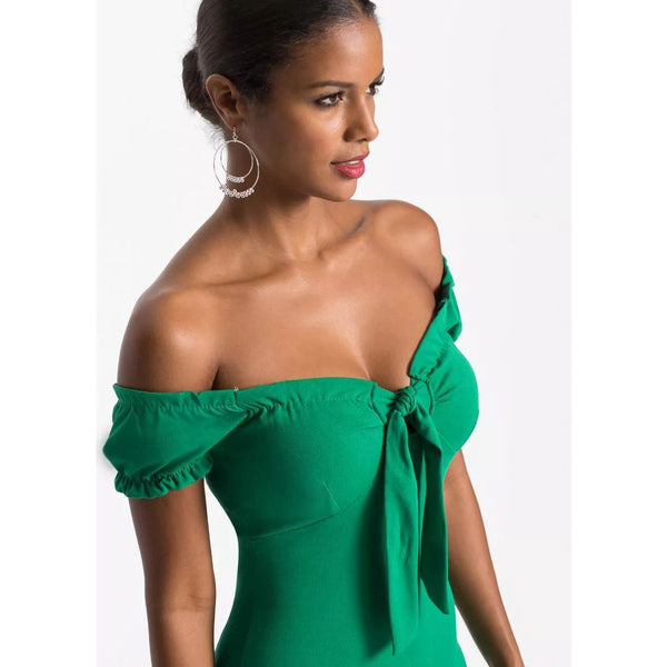 Bodyflirt Green Off Shoulder Dress-Dress-Bodyflirt-10/12-Green-Miss Bella