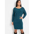 Bodyflirt Knitted Dress with Lace-Dress-Bodyflirt-14/16-Short - 90cm-Petrol Blue-Miss Bella