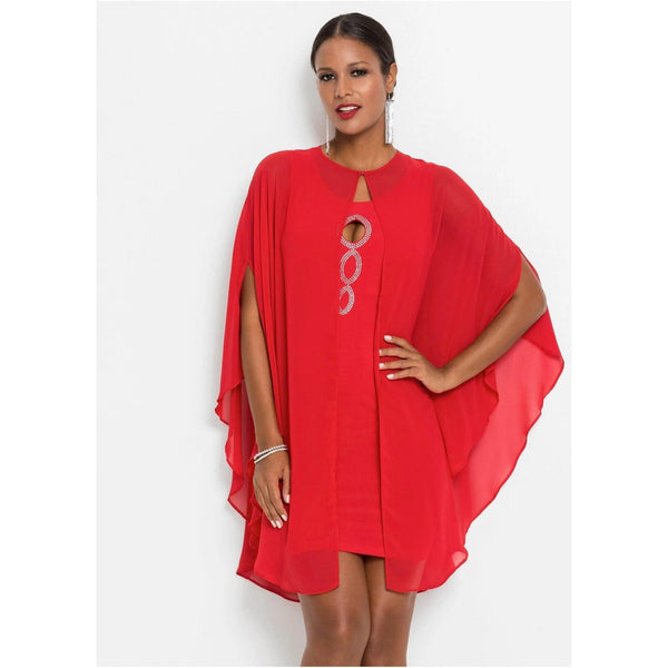 Bodyflirt Red Midi Dress with Rhinestones-Dress-Bodyflirt-6/8-Red-Miss Bella