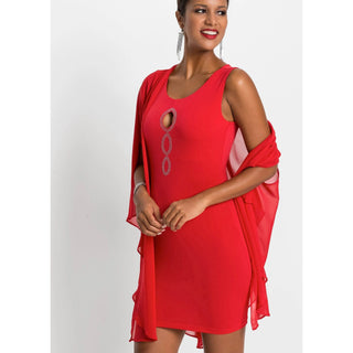 Bodyflirt Red Midi Dress with Rhinestones-Dress-Bodyflirt-6/8-Red-Miss Bella