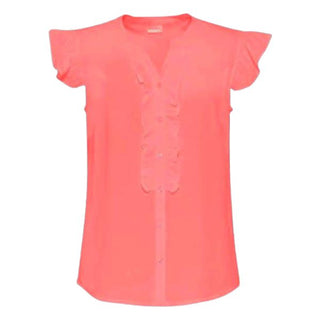 Bodyflirt Salmon Flounced Cap Sleeve Blouse-Top-Bodyflirt-24-Salmon-Miss Bella