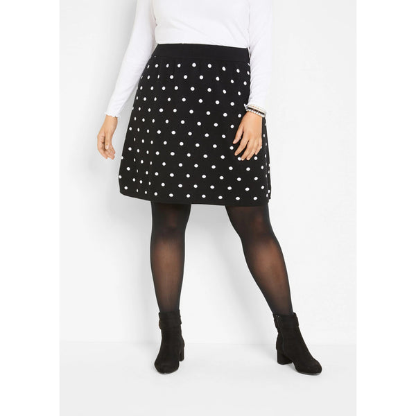 bonprix Black Polka Dot Knit Skirt-Skirts-bonprix-18/20-Black-Miss Bella