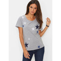 bonprix Grey Marl T-Shirt with Stars-T-Shirt-bonprix-10/12-Grey-Miss Bella