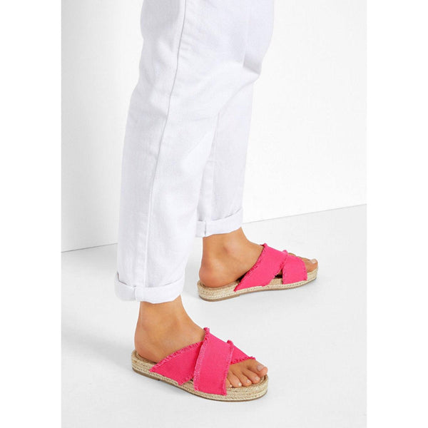 bonprix Pink Flat Espadrille Mule Sandals-Sandals-bonprix-3-Pink-Miss Bella