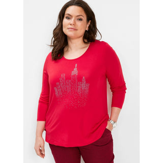 bonprix Red Studded Long Sleeves T-Shirt-T-Shirt-bonprix-18/20-Red-Miss Bella