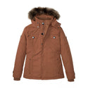 John Baner Hooded Jacket with Fur Trim Chestnut Size 48-Jacket-John Baner-Miss Bella