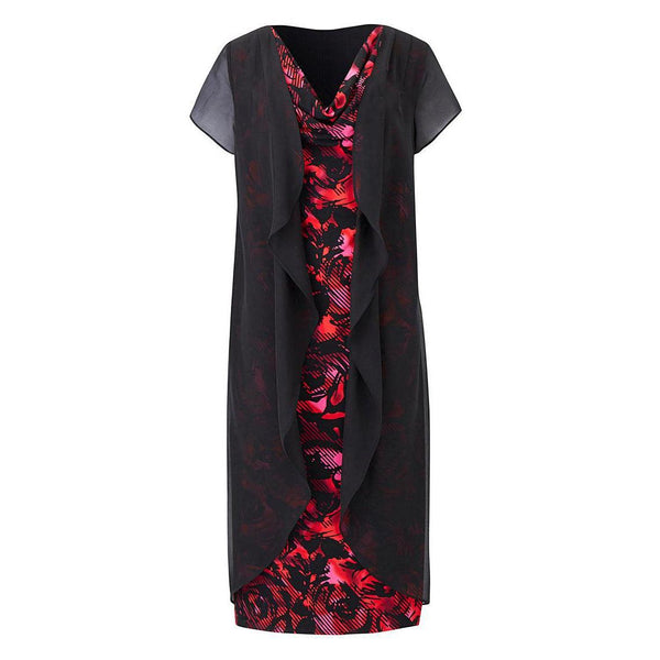 Julipa Jersey Dress with Chiffon Rose Print UK 12-Dress-Julipa-UK 12-Miss Bella