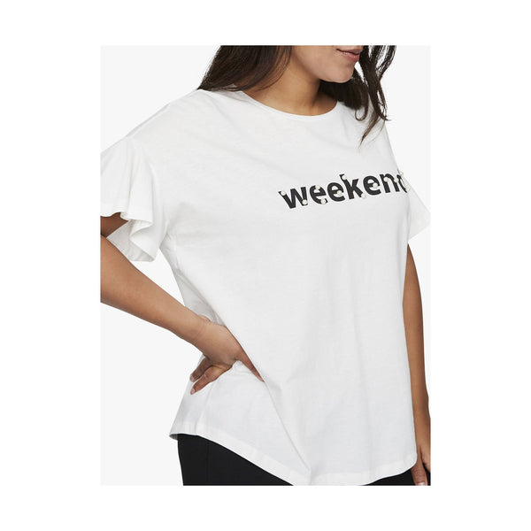 Junarose Weekend Slogan Tee White Size M UK 18/20-T-Shirt-Junarose-UK 18/20-Miss Bella