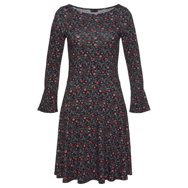 Laura Scott Jersey Dress Floral Print Black UK 10-Dresses-Laura Scott-Miss Bella