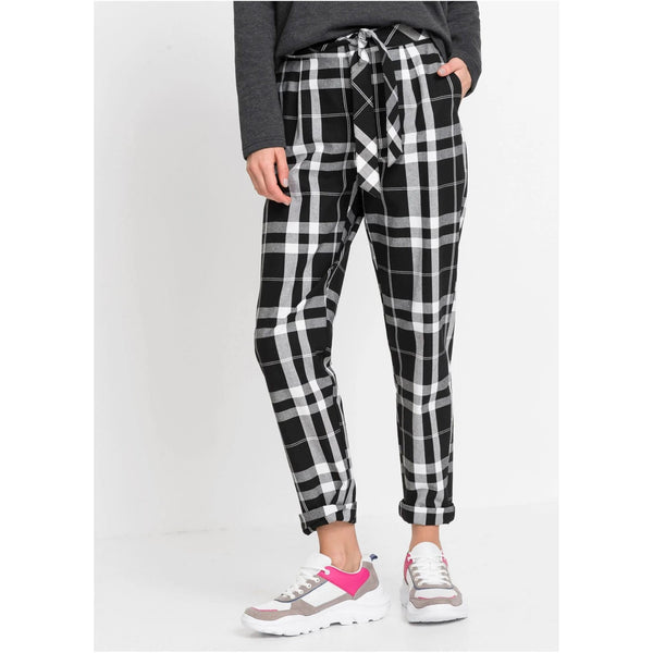 Rainbow Black Checked Trousers-Trousers-Rainbow-12-29in-Black-Miss Bella