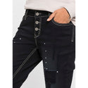 Rainbow Black Patched Distressed Trousers