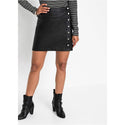 Rainbow Pleather Skirt with Buttons Black UK 20-Mini Skirts-Rainbow-Miss Bella