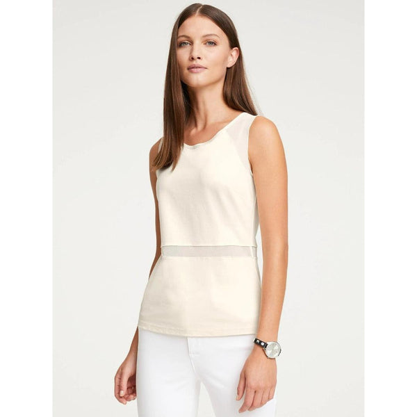 Rick Cardona Sleeveless Mesh Top Champagne UK 18-Shirts & Tops-Rick Cardona-Miss Bella