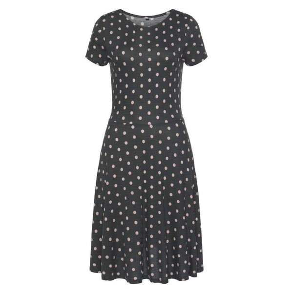 Vivance Spot Print Dress Anthracite UK 12-Dresses-Vivance-Miss Bella