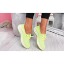Women's Low Mid Heel Textured Mesh Trainers Fluorescence UK 7-Shoes-Miss Bella-UK 7-Miss Bella